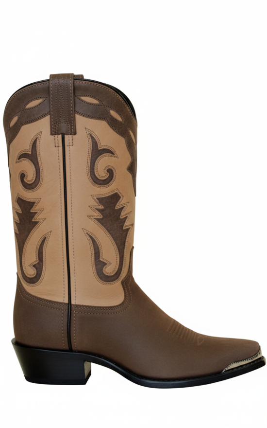12" Men Western Two Toned Brown-Tan (#4740) - Silverado Boots