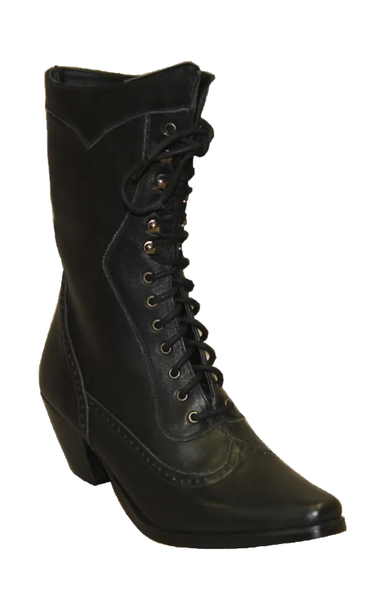 8" Ladies Victorian Lace Up Black (#5010) - Silverado Boots