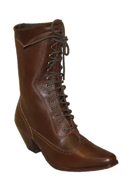 8" Ladies Victorian Lace Up Brown (#5011) - Silverado Boots