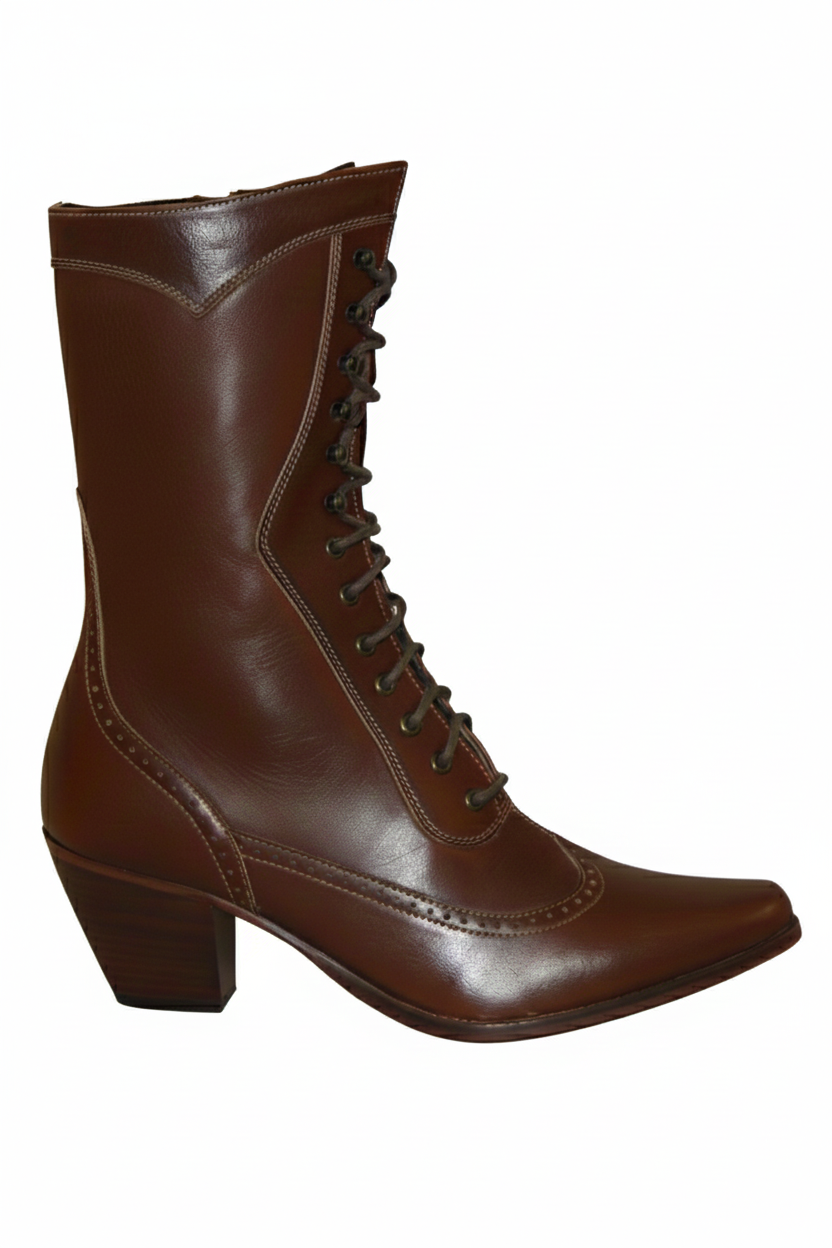 8" Ladies Victorian Lace Up Brown (#5011)