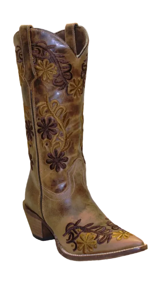 12" Ladies Western Embroidery Tan (#5024) - Silverado Boots
