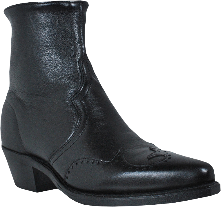 7" Men Western Cowhide Wingtip Black (#6444)