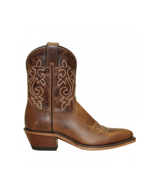 7" Ladies Western Bootie Polished Brown (#9098) - Silverado Boots