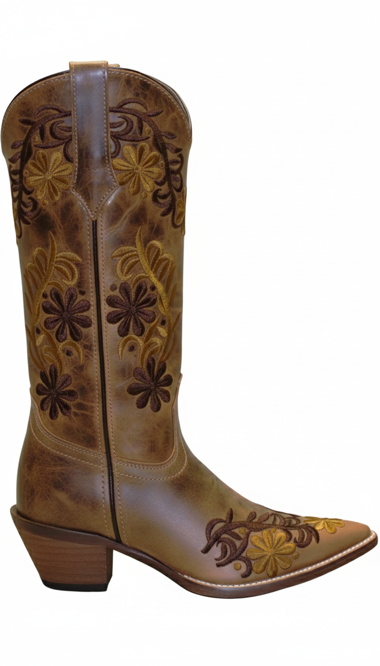 12" Ladies Western Embroidery Tan (#5024)