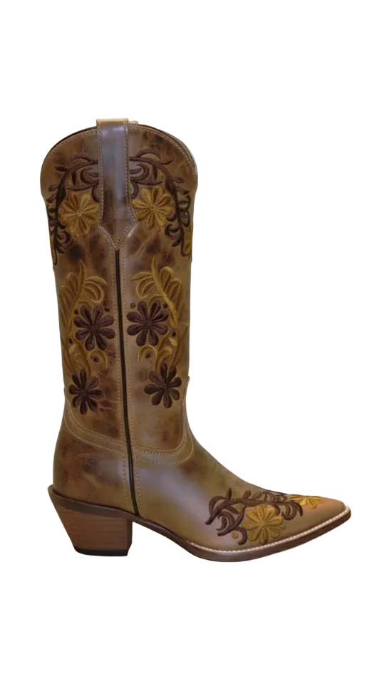12" Ladies Western Embroidery Tan (#5024) - Silverado Boots