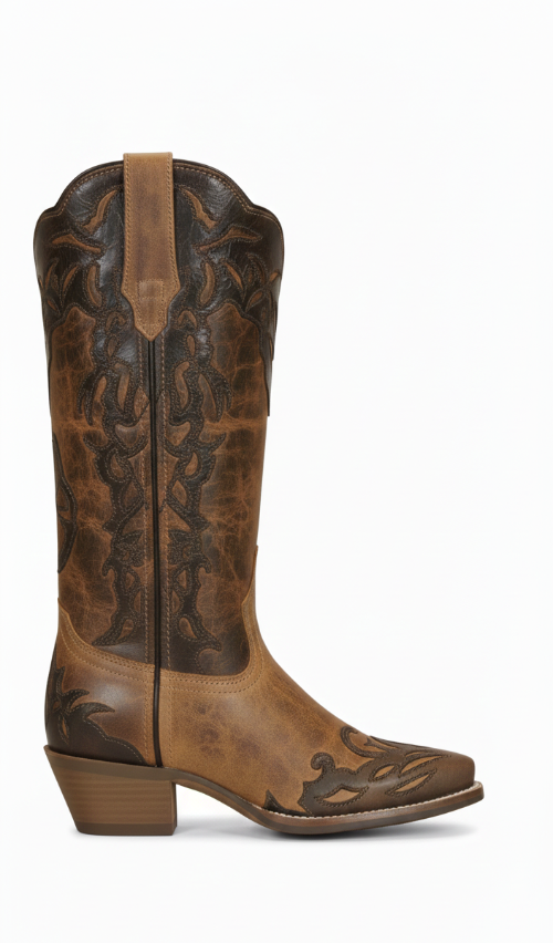 12" Ladies Western Two Toned Brown (#5026) - Silverado Boots