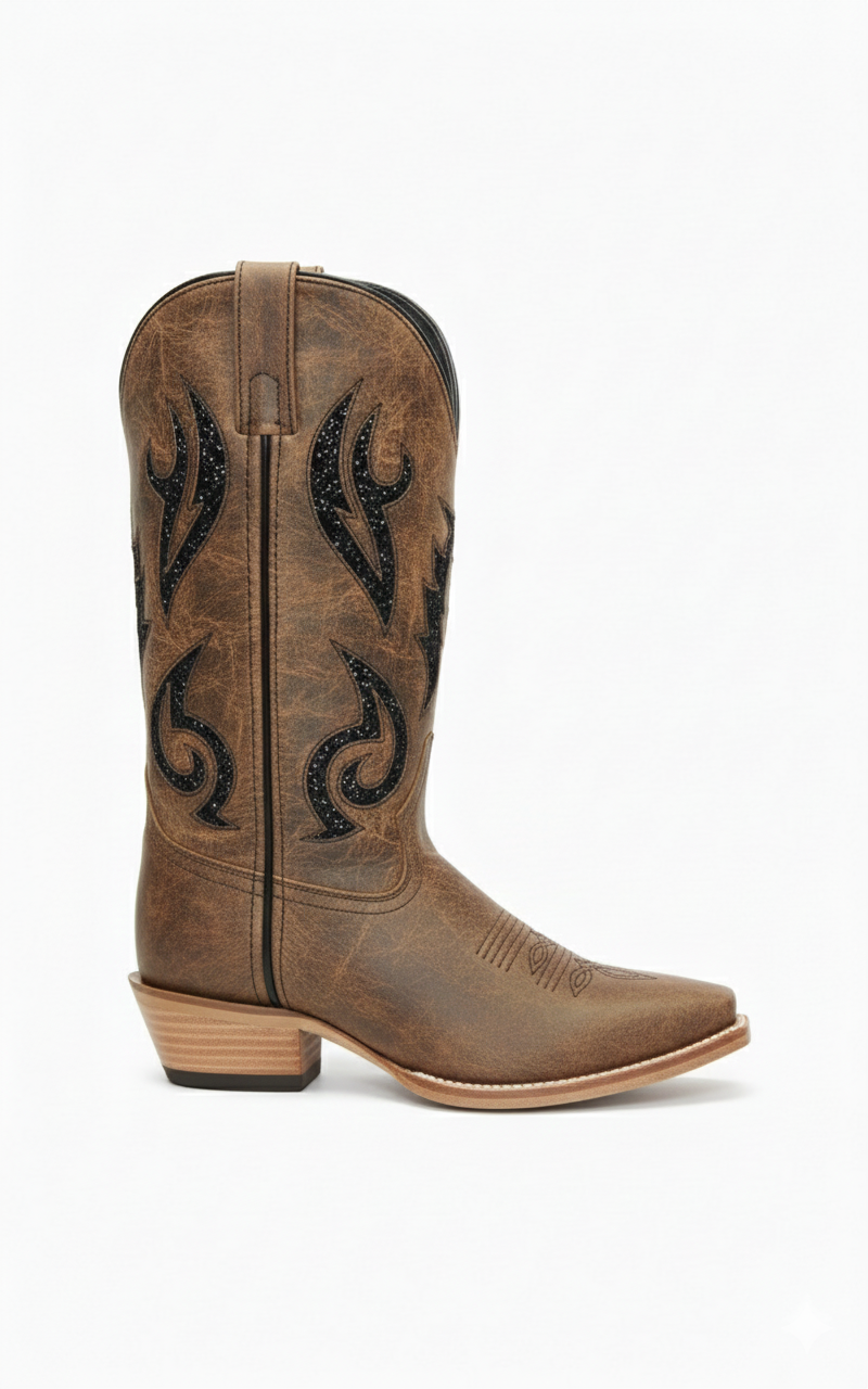 11" Ladies Western Cowhide Brown & Sequin Underlay (#5131)