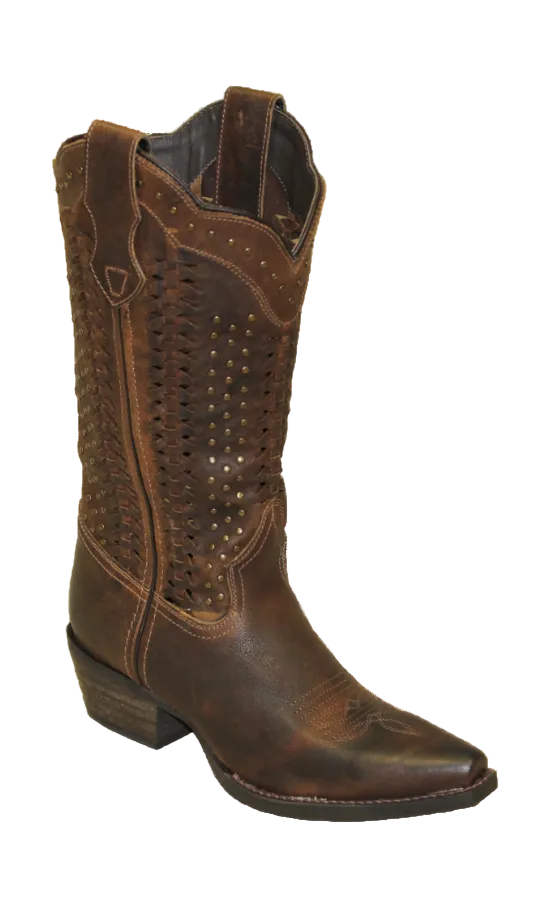 12" Ladies Western Hand Woven Brown (#5143) - Silverado Boots