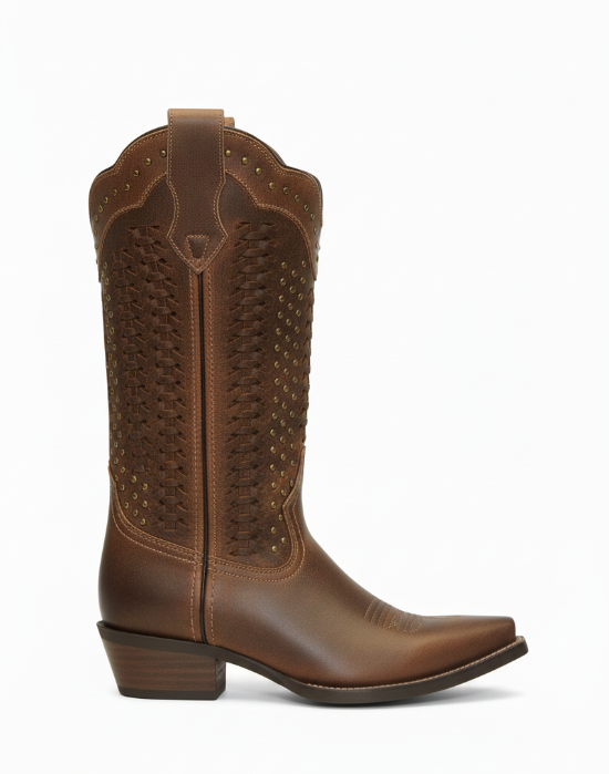 12" Ladies Western Hand Woven Brown (#5143) - Silverado Boots