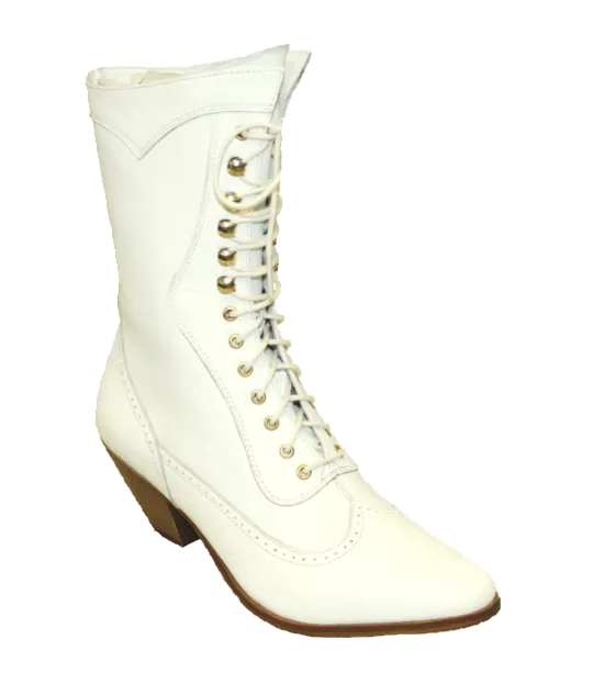 8" Ladies Victorian Lace Up White (#5012) - Silverado Boots