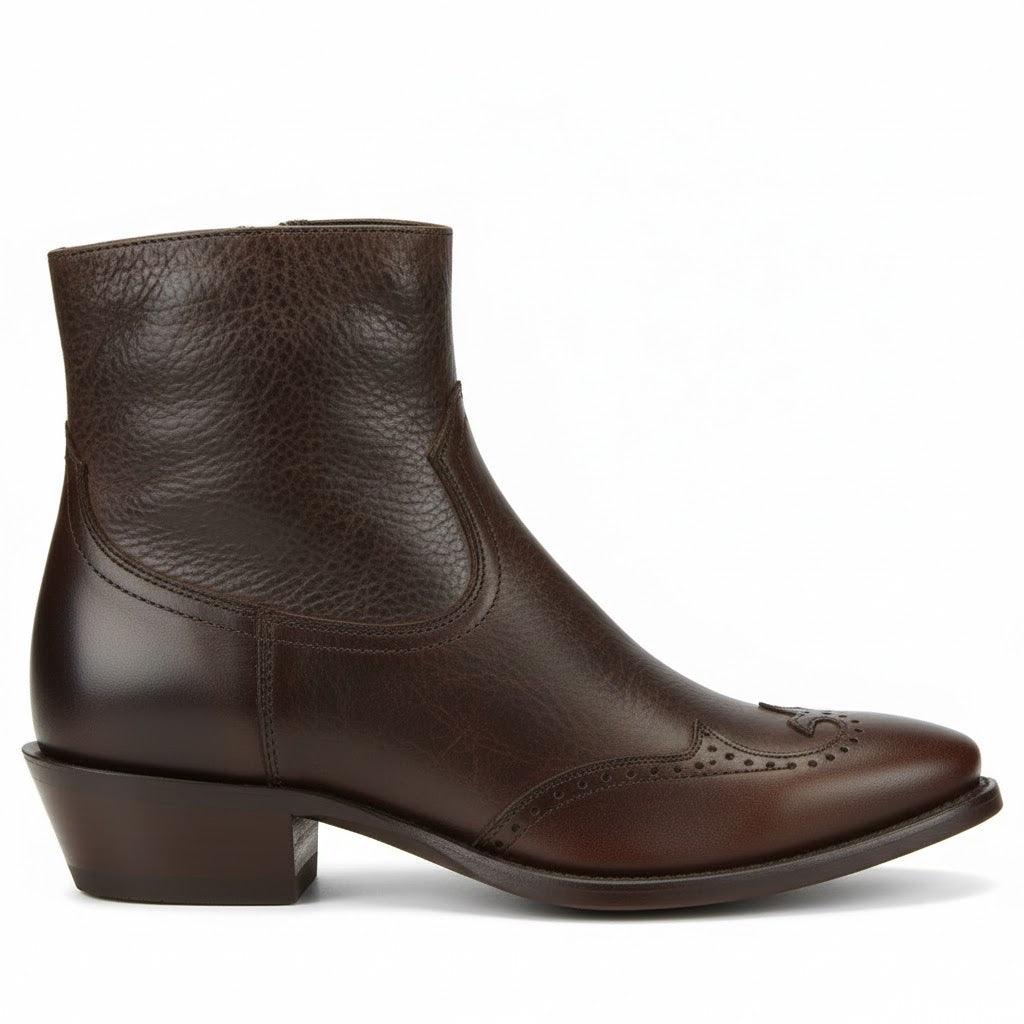 7" Men Western Antique Cowhide Wingtip Brown (#6443)