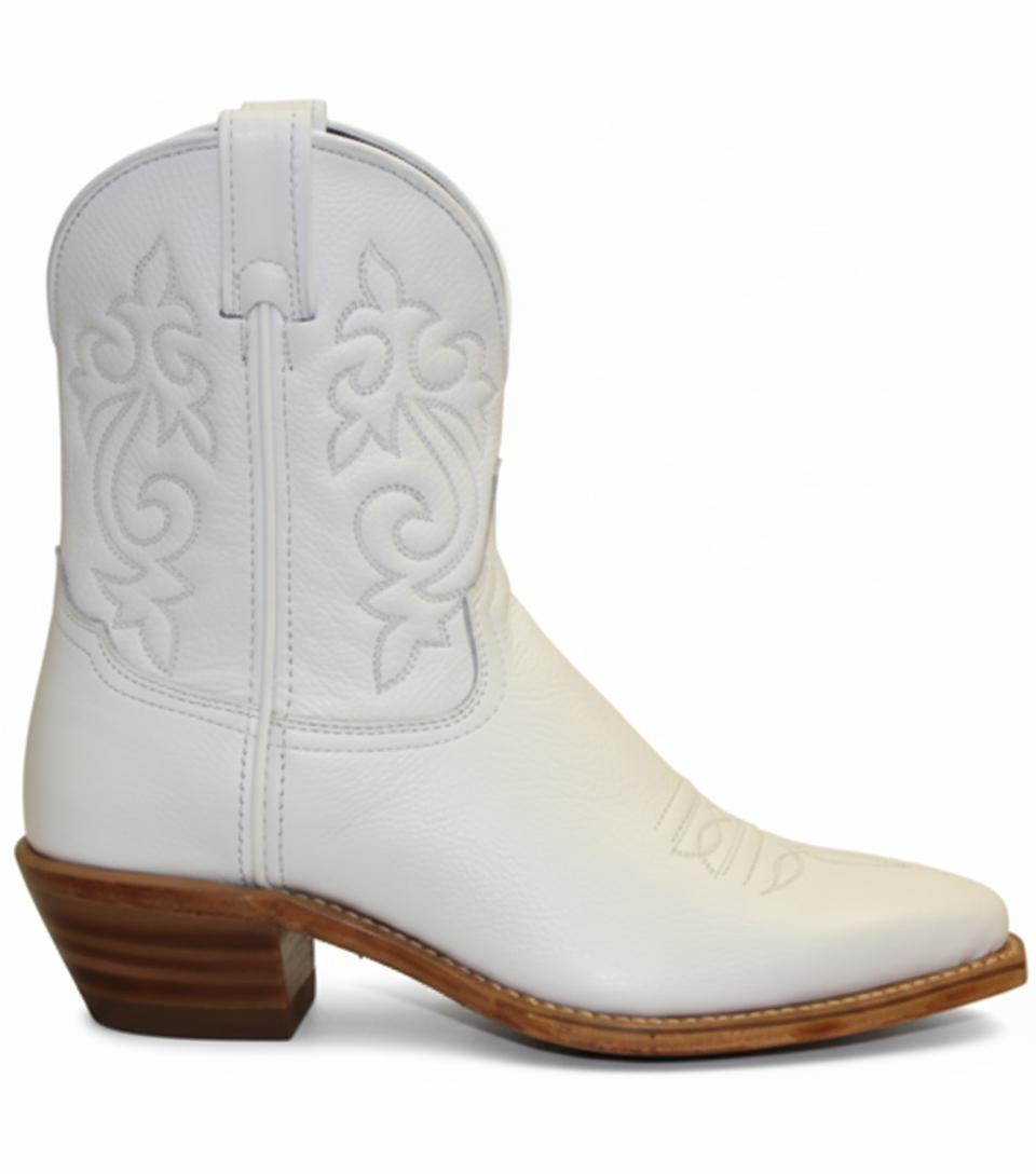 7" Ladies Western Bootie White (#9095)