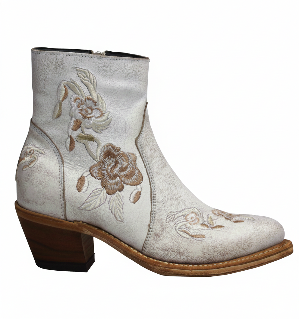 5.5" Ladies Western Bootie Antique White (#9405)